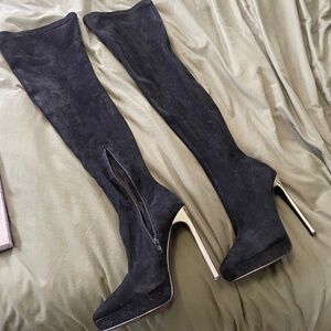 Tall velvet boots